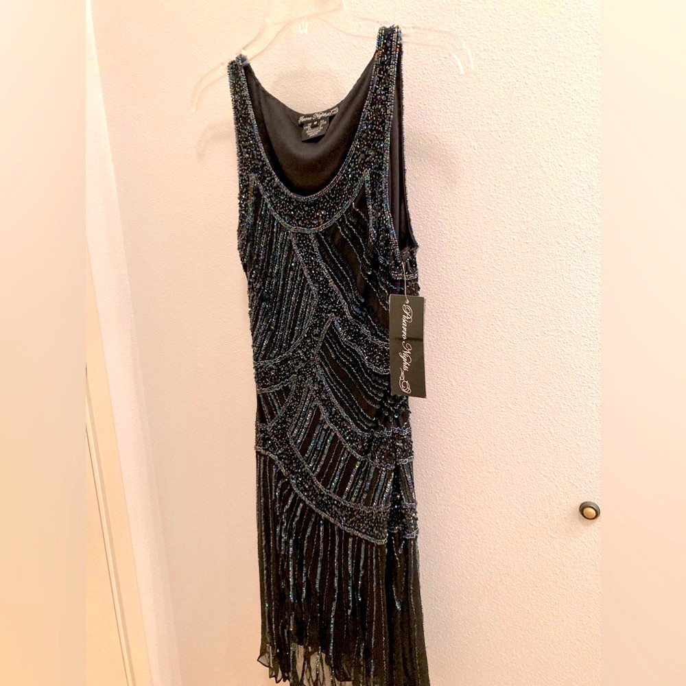 NWT Pissarro Nights Art Deco Beaded Sheath Cocktail Dress